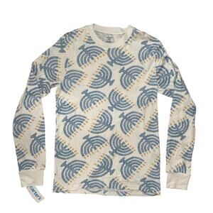 CARTERS *NEW* Hanukkah Menorah Candles Pajama Top Size Medium Adult Blue White